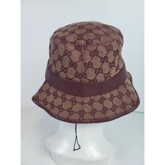 Gucci Burgundy Monogram Canvas Bucket Hat M - Picture 5 of 9